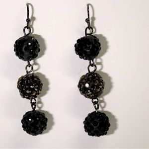 Long pretty black sparkle earrings